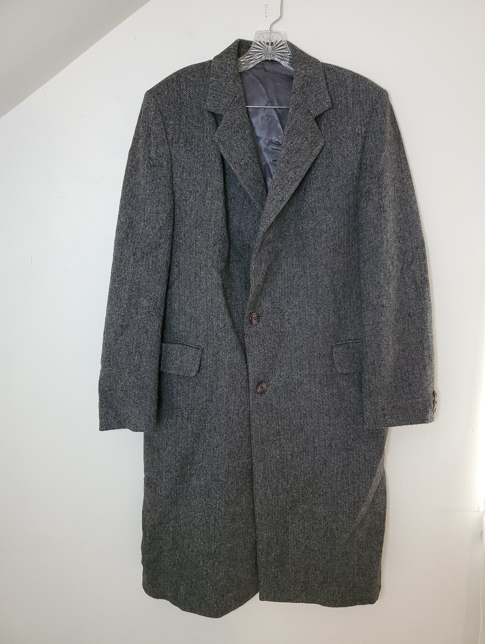 Kuppenheimer Charcoal Gray Grey Woolmark Tweed Overcoat